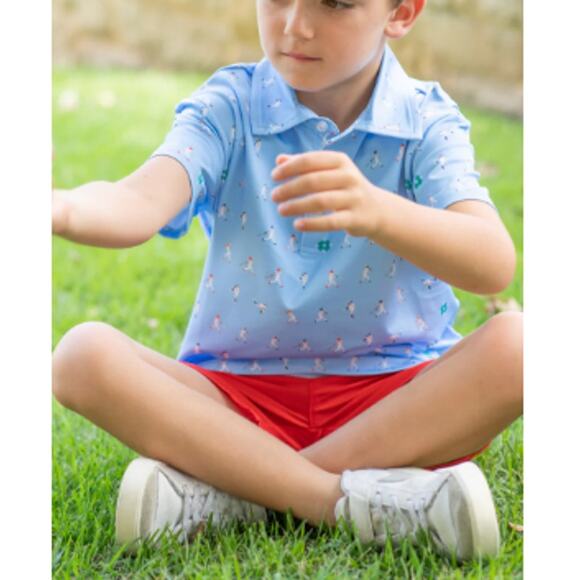 Blue Quail Other - Blue Quail Baby Blue Batter Up Polo Short Sleeve Shirt Size 12 M